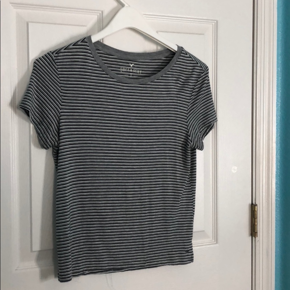 Hollister ‘Soft & Sexy’ Grey stripes Tee Shirt